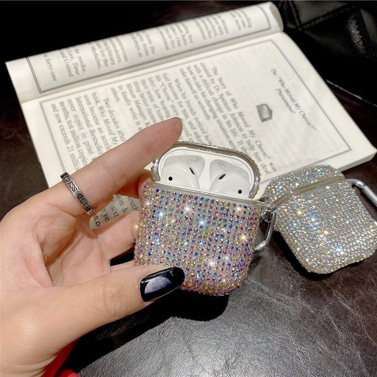 Premium AirPods Diamond Case with Keychain, Sparkly Rhinestone Protective Bling Cover Compatible with AirPods Charging Case 2 & 1& PRO