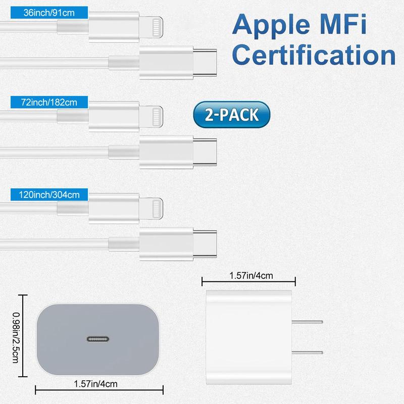 EETTVEKD Fast Charging Charger & Cable Set, 2 Counts Type C Wall Charger Block with 2 Counts Cable, USB C Cable for iPhone 14 13 12 11, AirPods Pro