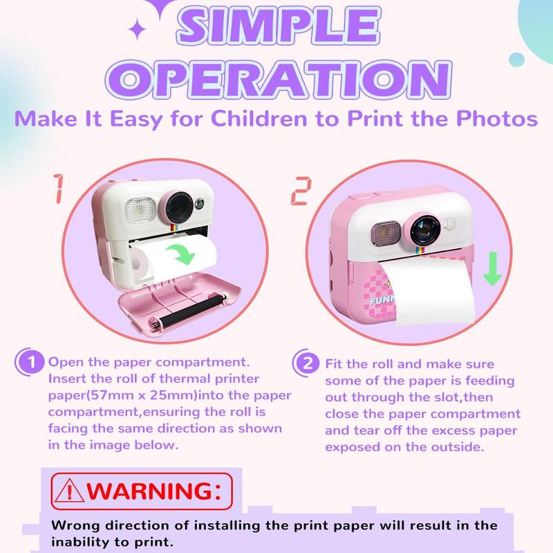 KGG Instant Print Photo Camera, USB Rechargeable Digital Camera with 3 Rolls Photo Paper, Mini Thermal Printer Video Educational Student Camera