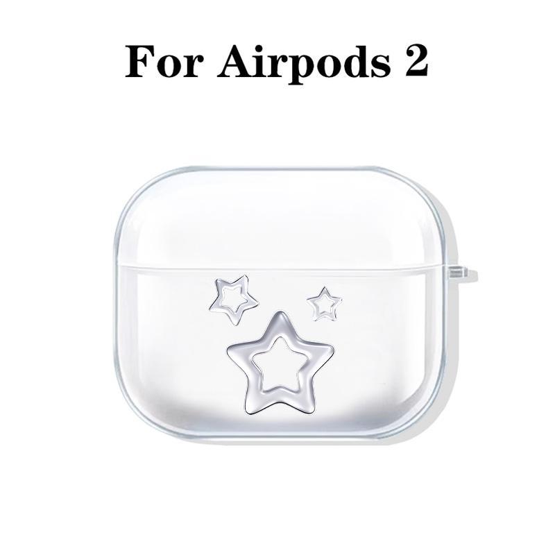 Cute Star Pattern Earphone Case with Hiking Buckle, Shockproof Anti-fall Silicone Protective Cover, Earphone Protective Case Compatible with AirPods 3 2