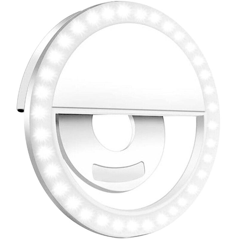 Deco Essentials Professional LED Cordless Smartphone Ring Light, 3 Modes, Rechargeable, Clip On