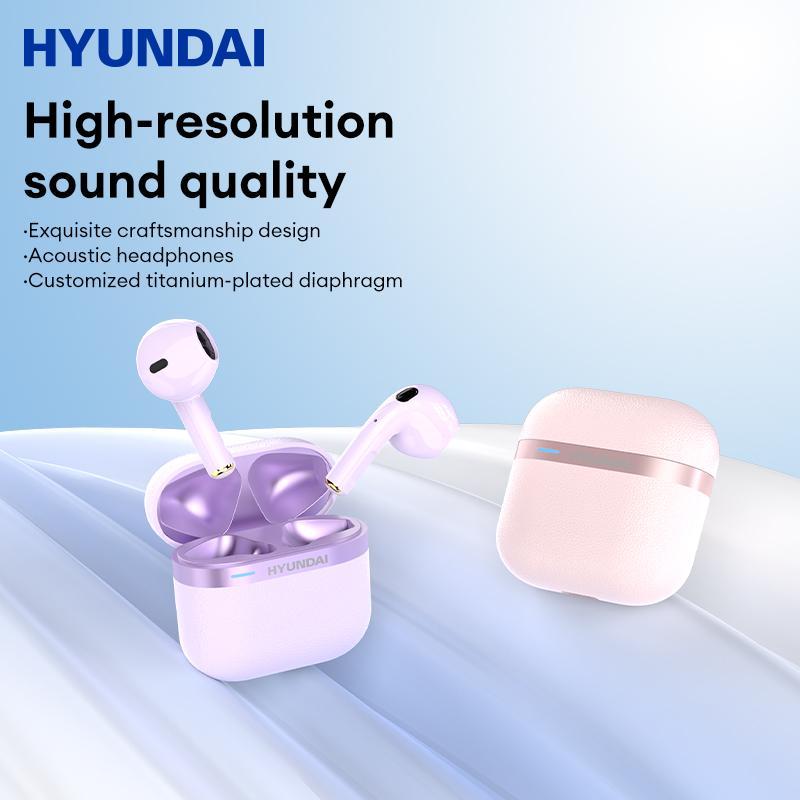 HYUNDAI HY-T02Pro Semi-in-ear Wireless Earphone, Noise Cancelling Headphone with Charging Case, Bluetooth-compatible Earbuds for Sports Gaming Office