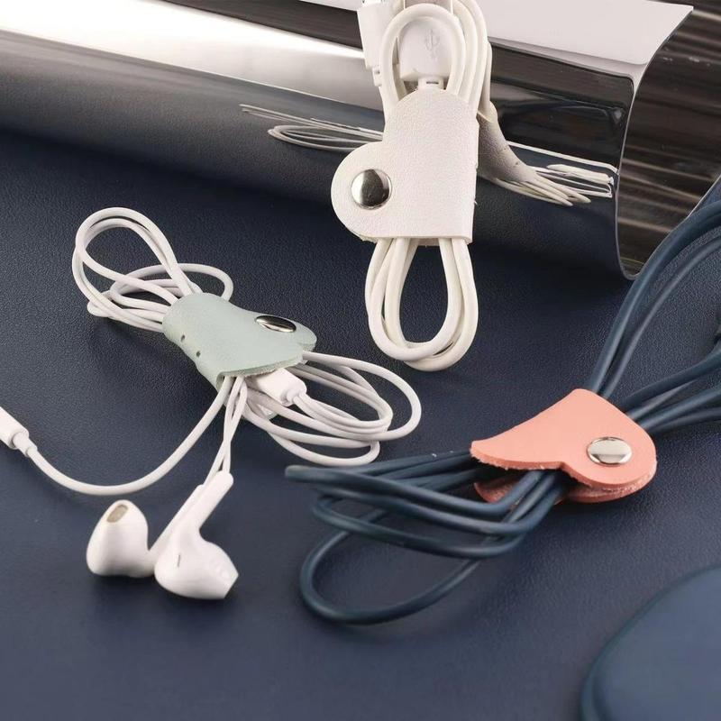 Earphone Cable Storage Bag, 6 Counts Heart Shaped  Cable Organizer, Cable Management Tool for Home Office Travel