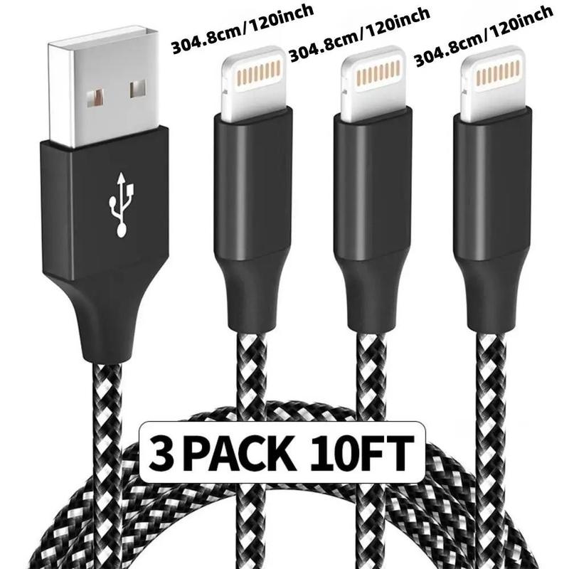 10FT [Apple MFi Certified] USB A Data Cable, Fast Charging Cables, Durable Nylon Braided USB Data Line Compatible with iPhone Apple 14 13 12 11 Pro Max XR XS X 8 7 6 Plus SE, Phone Charger, Summer Gift, Portable Chargers