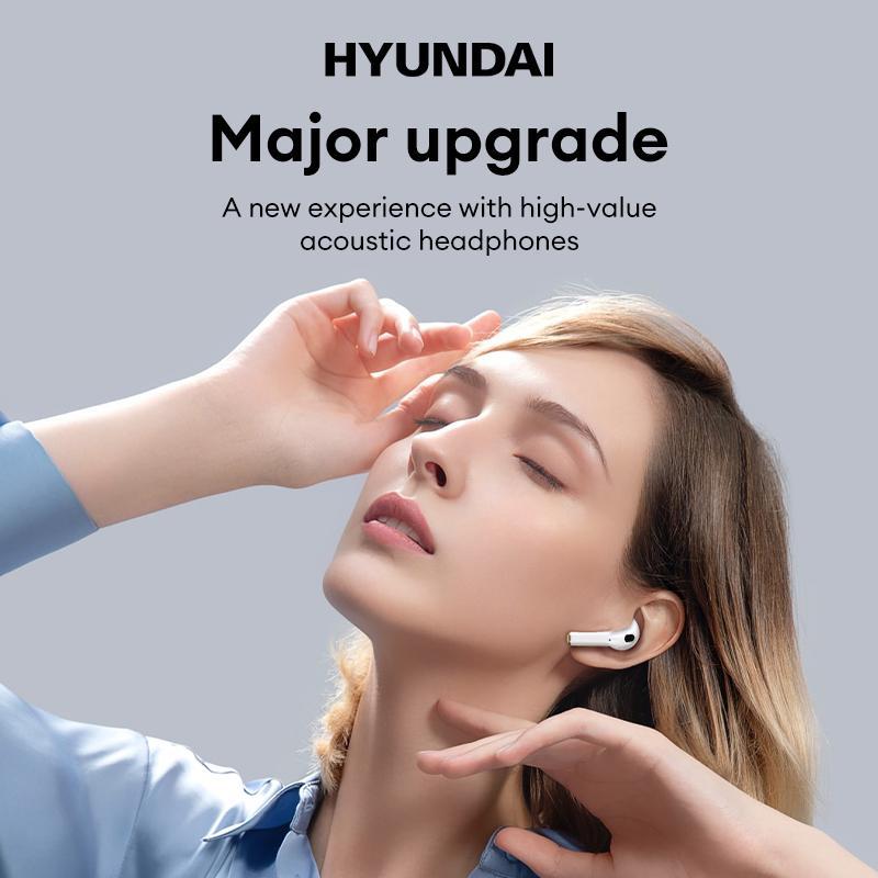 HYUNDAI HY-T02Pro Semi-in-ear Wireless Earphone, Noise Cancelling Headphone with Charging Case, Bluetooth-compatible Earbuds for Sports Gaming Office