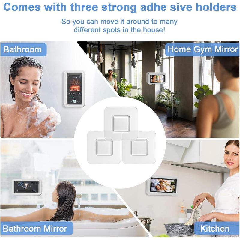 Shower Phone Holder Waterproof, 480°Rotating Waterproof Phone Holder for Shower Adjustable Anti-Fog Shower Phone Case Holder Bathroom Wall Phone Mount for Wall Mirror Bathtub Fit for 4~7