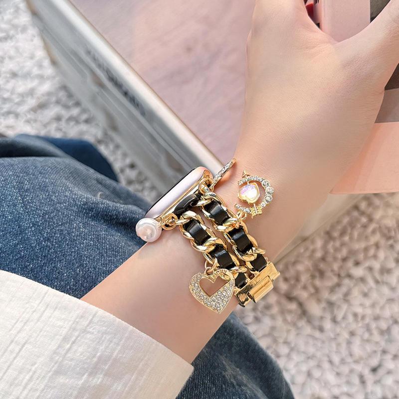 Fashion Rhinestone Decorated Watch Band, Fashionable Watch Band for iWatch Series 38mm 40mm 41mm 42mm 44mm 49mm, Watch Band for Women