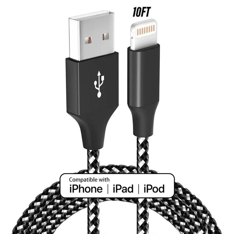 10FT [Apple MFi Certified] USB A Data Cable, Fast Charging Cables, Durable Nylon Braided USB Data Line Compatible with iPhone Apple 14 13 12 11 Pro Max XR XS X 8 7 6 Plus SE, Phone Charger, Summer Gift, Portable Chargers