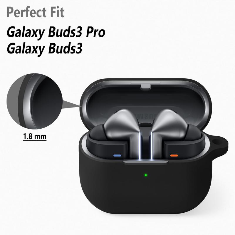 Case for Galaxy Buds 3 Pro, Galaxy Buds 3, Protective Cover with Carabiner (Black)