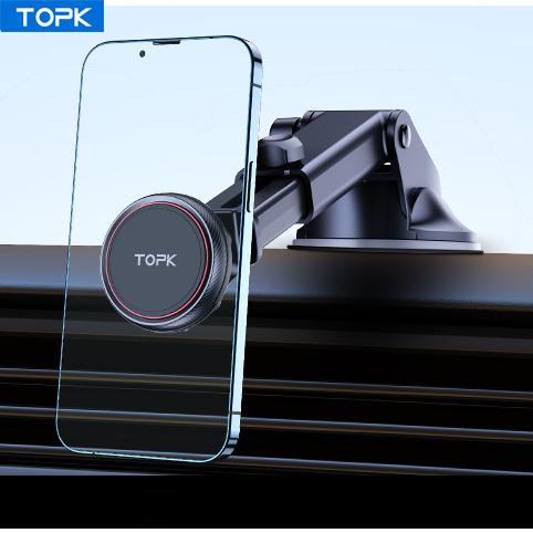 TOPK Car Phone Holder Magnetic Phone Car Mount for Car Dashboard and Windshield with Strongest Magnet for Cellphones