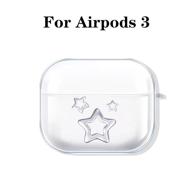 Cute Star Pattern Earphone Case with Hiking Buckle, Shockproof Anti-fall Silicone Protective Cover, Earphone Protective Case Compatible with AirPods 3 2