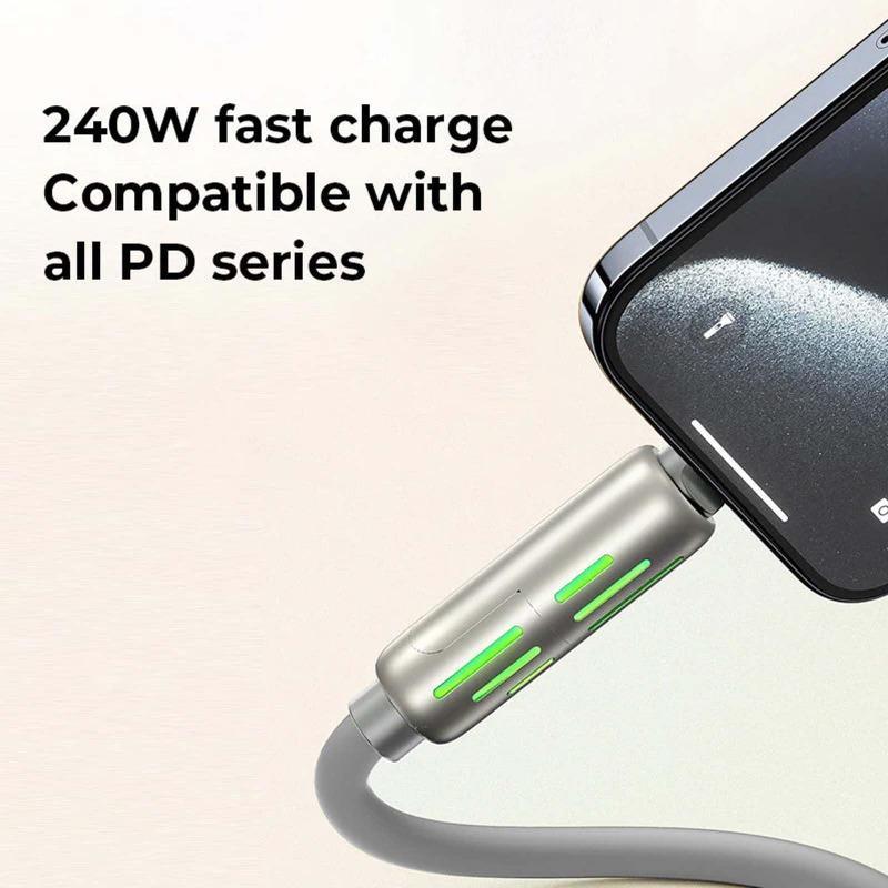 240W 4-in-1 USB C Cable, Multi USB C Charger Cable with Breathing Light, Fast Charging & Data Transfer Cable for iPhone 15 14 13 Pro Pro Max, Samsung, iPad, MacBook