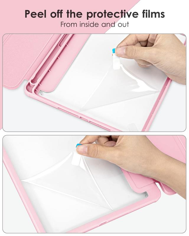 Case for iPad 9th   8th   7th Generation 10.2 inch (2021 2020 2019 Released), Clear Back, TPU Shockproof Frame Cover[Built-in Pencil Holder,Support Auto Sleep Wake] for ipad 10.2 - Pink