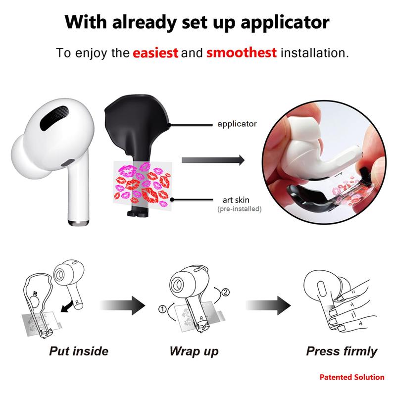 Cool Pattern Luminous Earbuds Sticker with Cleaning Kits and Installation Tools, 1 Pair Earbuds Art Skin for AirPods 1st, 2nd & 3rd & Pro 2 Generation