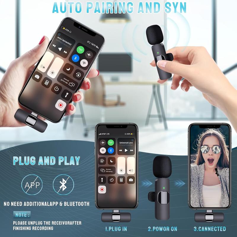 Microphone for , Dual Professional  Lavalier Microphone for  iPad, Plug-Play  Mic for Recording,Live Stream,YouTube,,,Vlog