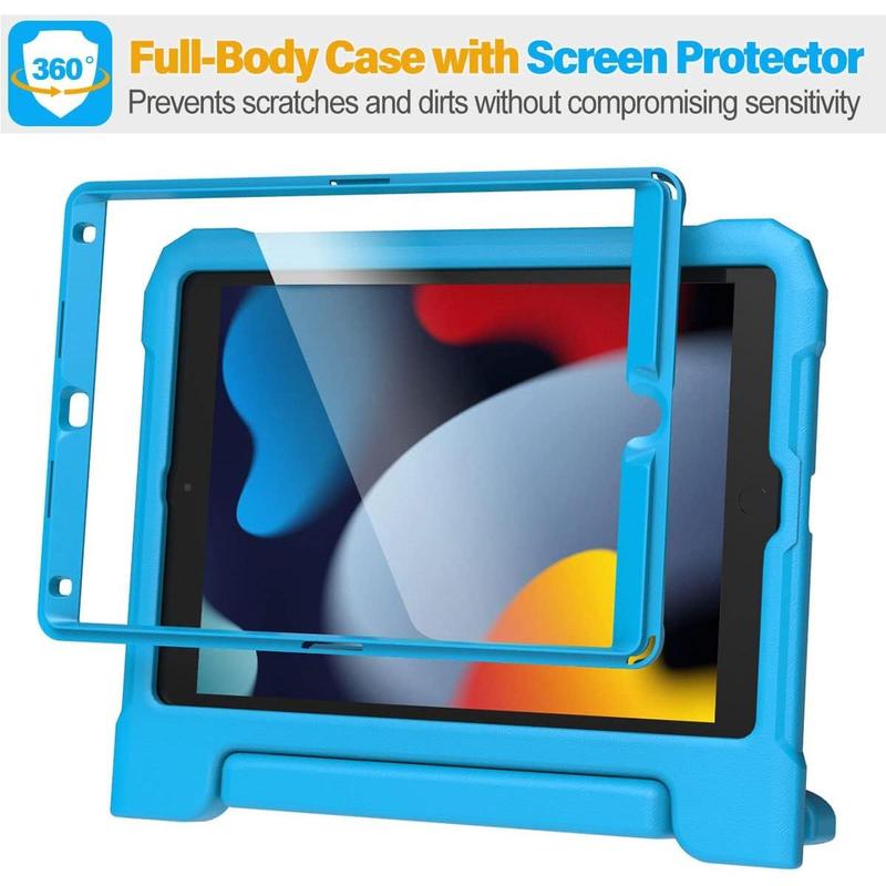 Suplik Kids Case for iPad 9th 8th 7th generation (10.2 inch, 2021 2020 2019), iPad 10.2 case with screen protector, durable shockproof protective handle stand case for Apple iPad Gen 9 8 7, Blue