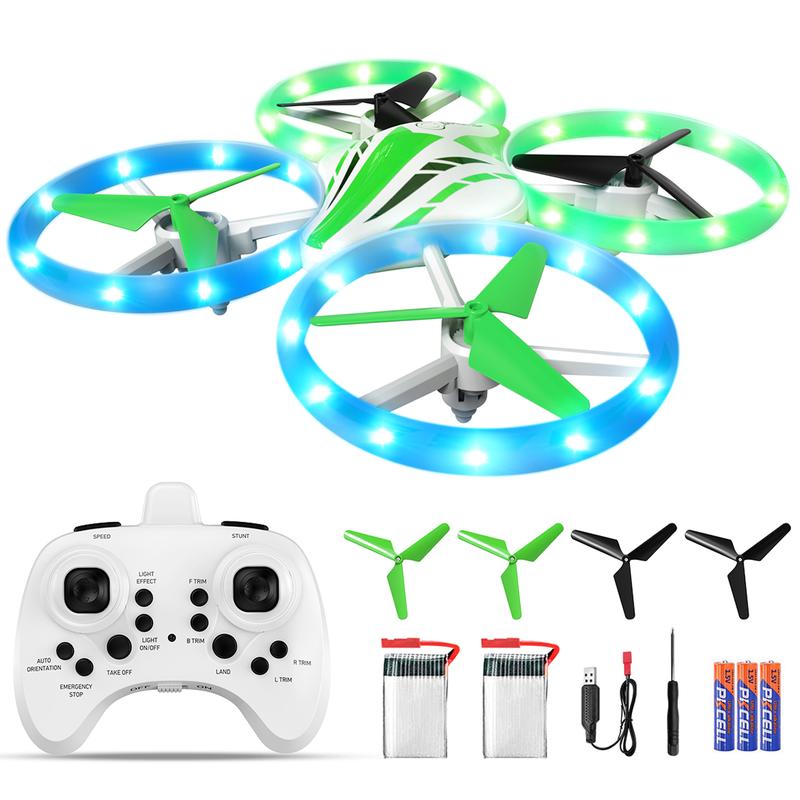 AFUNX Drone for Kids and Beginners Mini RC Helicopter Quadcopter Drone with 7 color LED Lights, Altitude Hold, Headless Mode, Kids Little Drone Toys Gifts for Boys and Girls with Remote Control ( Green Red)