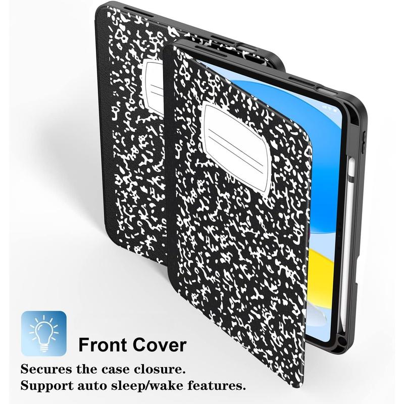 Case for ipad 10th Generation 10.9 Inch 2022 with Pencil Holder-[Multi Viewing Angles+Auto Wake Sleep], Premium Folio Stand Case with Soft TPU Back Cover for iPad 10th Gen 2022-Book