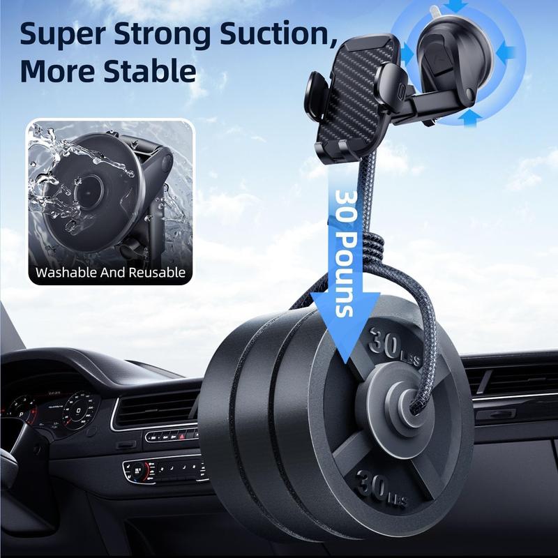 Car Phone Holder, Car Phone Mount 360° Rotation, Upgraded Version with Strong Suction Power,Car Phone Cradle for Dashboard Windscreen Air Vent, Car Phone Holder for All 4.1''-7.1'' Phones-Black