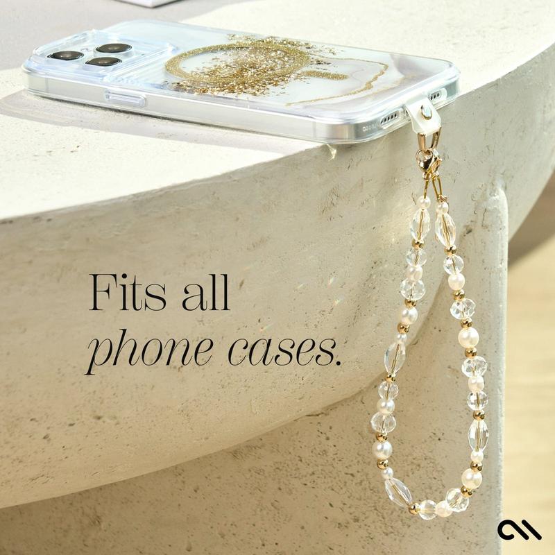 Crystal Pearl Gold Phone Charm