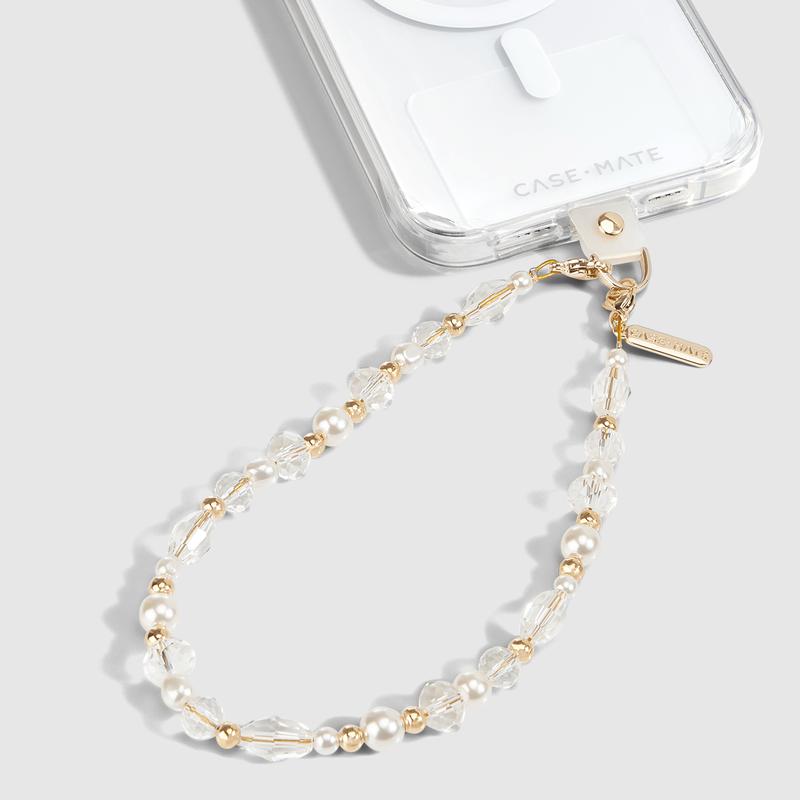 Crystal Pearl Gold Phone Charm