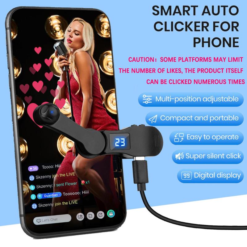 Auto Clicker for Smartphones, USB Powered Quick Clicker, USB Rechargeable Analog Finger Continuous Clicker for Games, Live