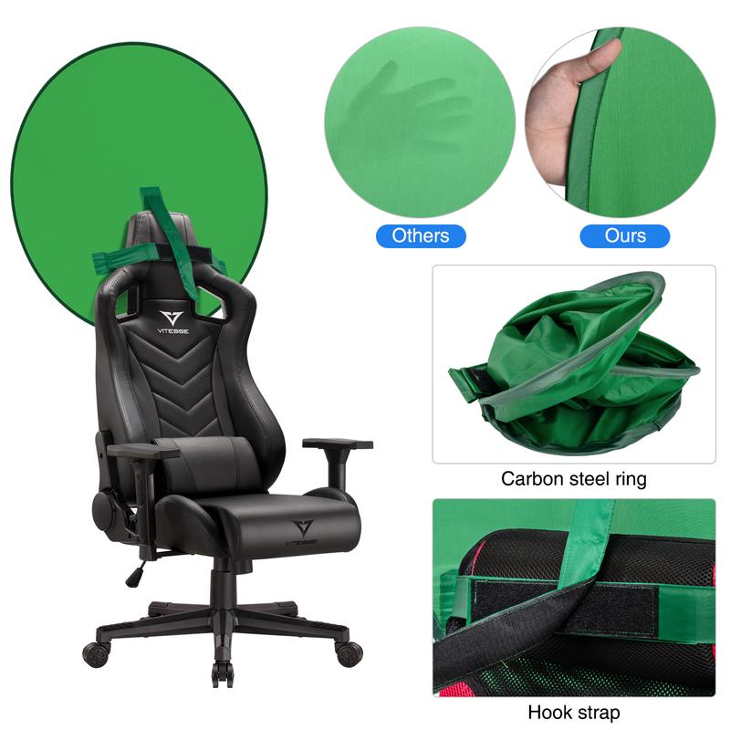 CAMOLA 75cm 110cm 142cm Collapsible Green Background, Photography Portable Webcam Background, Single-Side Chromakey Green Screen for Chair, for Video Chats, Zoom, Skype, Video, Photo