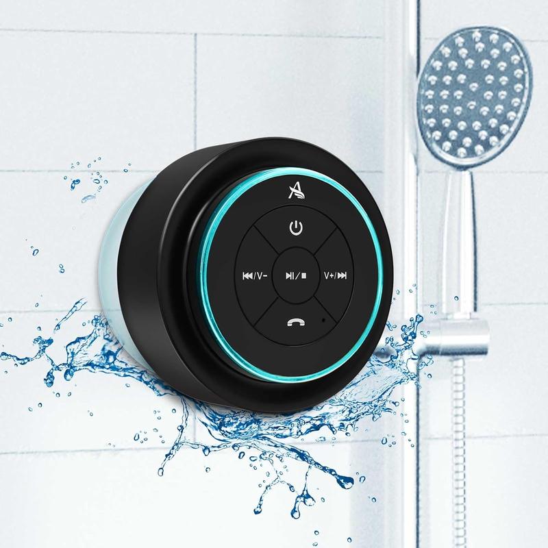 , Upgraded, Shower Speaker, Certified IPX7 Waterproof Bluetooth Wireless Speaker, Electronics Gifts for Girls Boys Men Women Kids, 5W Mini Portable Speaker with Suction Cup and Mic for Bathroom