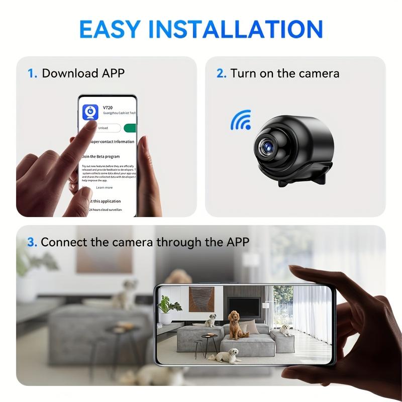 HD WiFi Mini Security Camera - Indoor Outdoor Remote Viewing, indoor security camera Wireless Home Monitor with USB Power