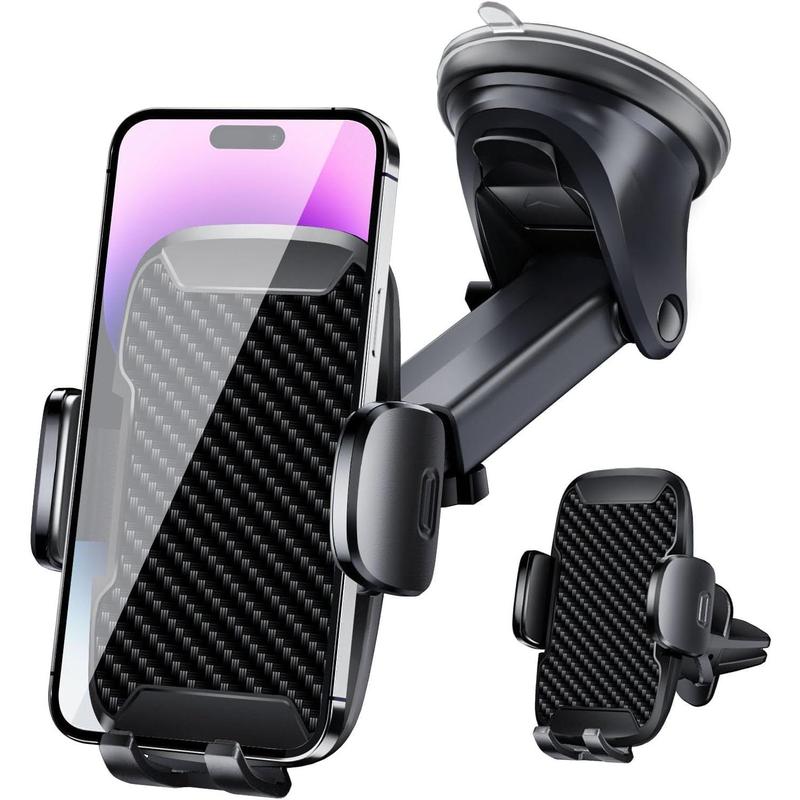 Car Phone Holder, Car Phone Mount 360° Rotation, Upgraded Version with Strong Suction Power,Car Phone Cradle for Dashboard Windscreen Air Vent, Car Phone Holder for All 4.1''-7.1'' Phones-Black