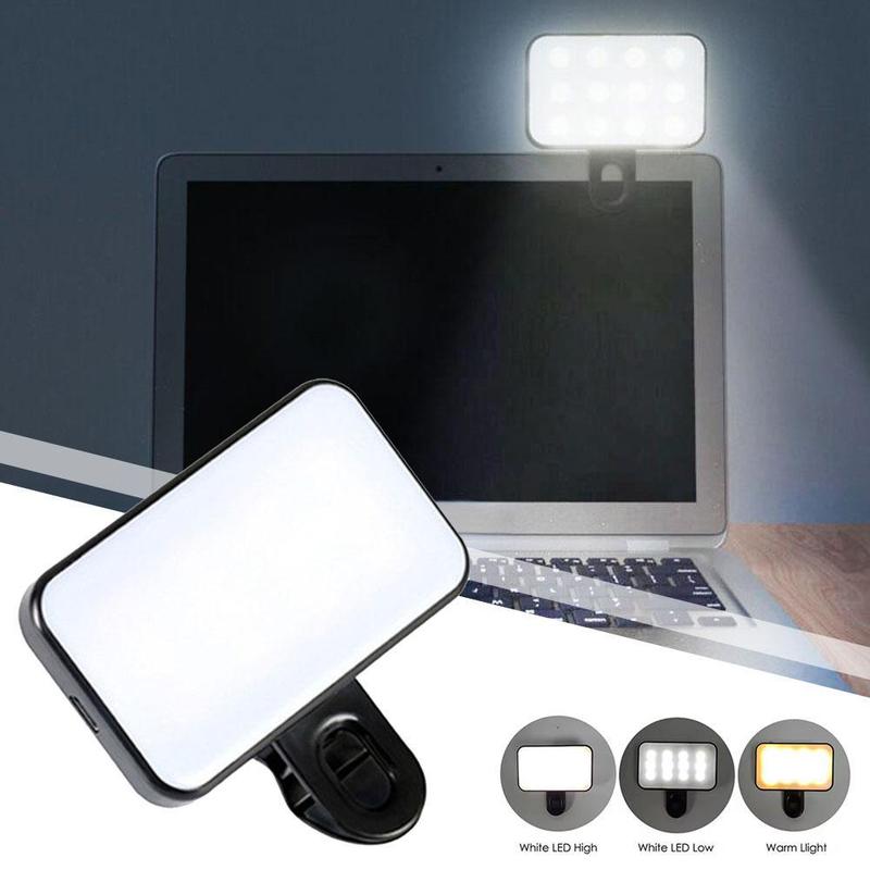 Portable Mini LED Selfie Light, Rechargeable LED Fill Light, Clip-on Design Selfie Light for Phone, Camera, Laptop, Video Conference