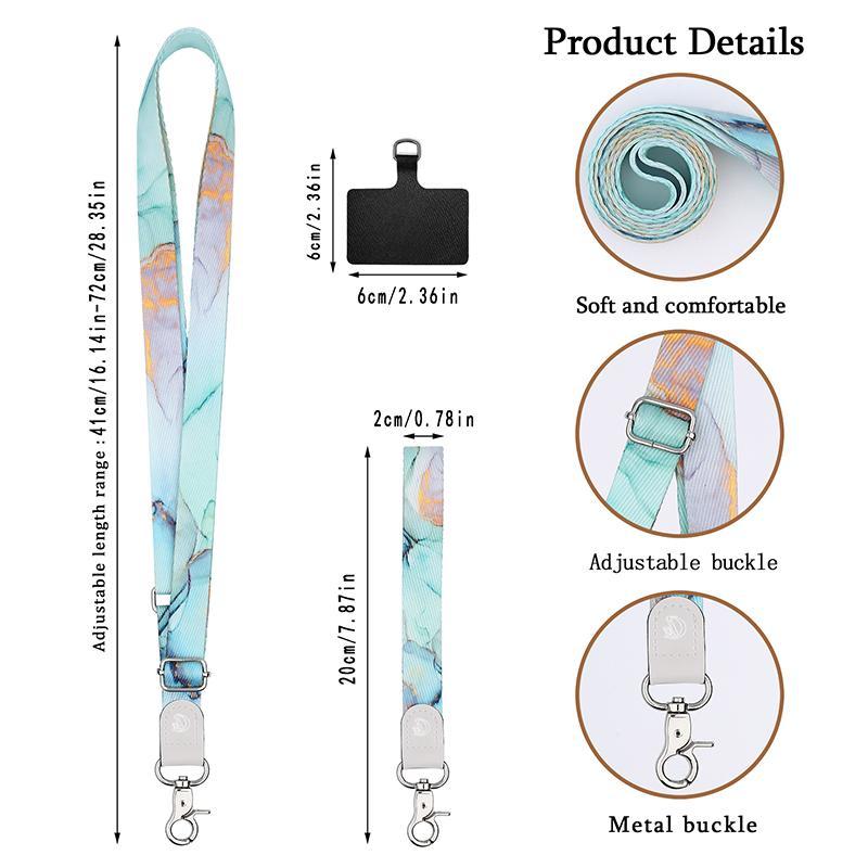 Portable Anti-lost Phone Lanyard Set, Including Adjustable Neck Strap & Wrist Strap & 2 Pads, Universal Crossbody Cell Phone Lanyard, Phone Accessories