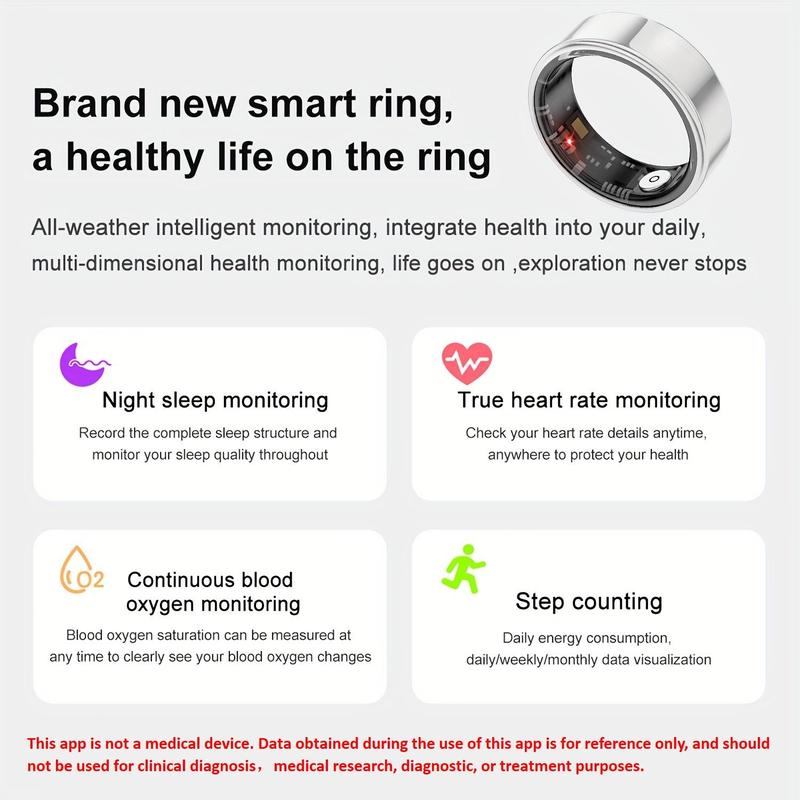 Smart Ring Fitness Tracker, 1 Count Rechargeable Smart Ring, Sports Tracking Device, Wireless Smart Jewelry Gifts for Men and Women