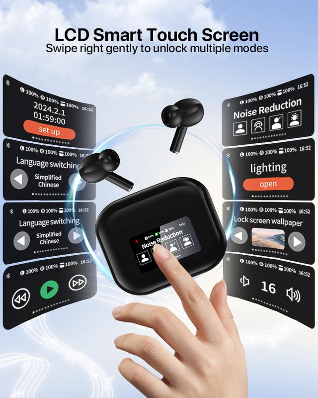 Wintory Wireless Earbuds Bluetooth,Touch Screen  Wireless Earphone with Mic,Active Noise Cancelling in-Ear Bluetooth Earphone Audio Electronic Headset