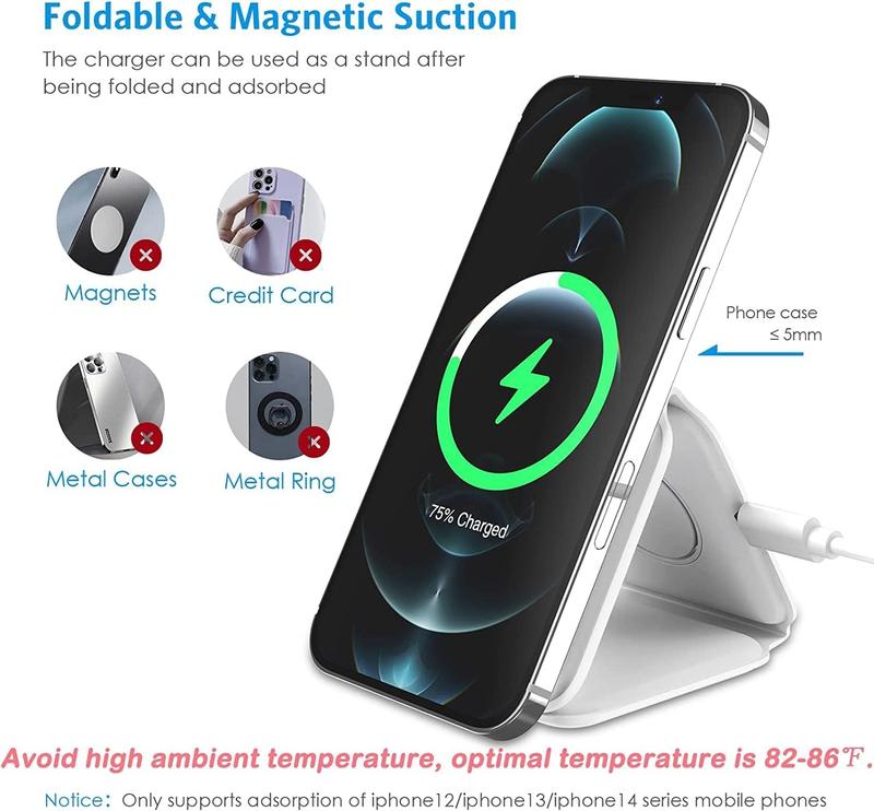 3-in-1 Wireless Charger, 1 Count Foldable Magnetic Travel Charger for Apple Watch, Multifunctional Wireless Charger for iPhone 15 14 13 12 11 Series & AirPods