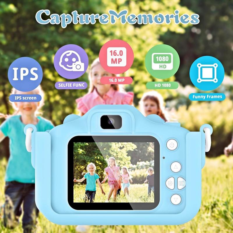 Kids Camera for Boys and Girls,Digital Camera for Kids Toy Gift, Toddler Camera Christmas Birthday Gifts for Age 3-12 with 32GB SD Card, Video Recorder 1080P IPS 2 Inch