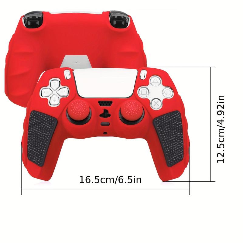 Game Controller Non-slip Protective Case with 8 Thumb Grip Cap, Silicone Soft Shell Game Controller Protective Cover, Console Accessories for PS5