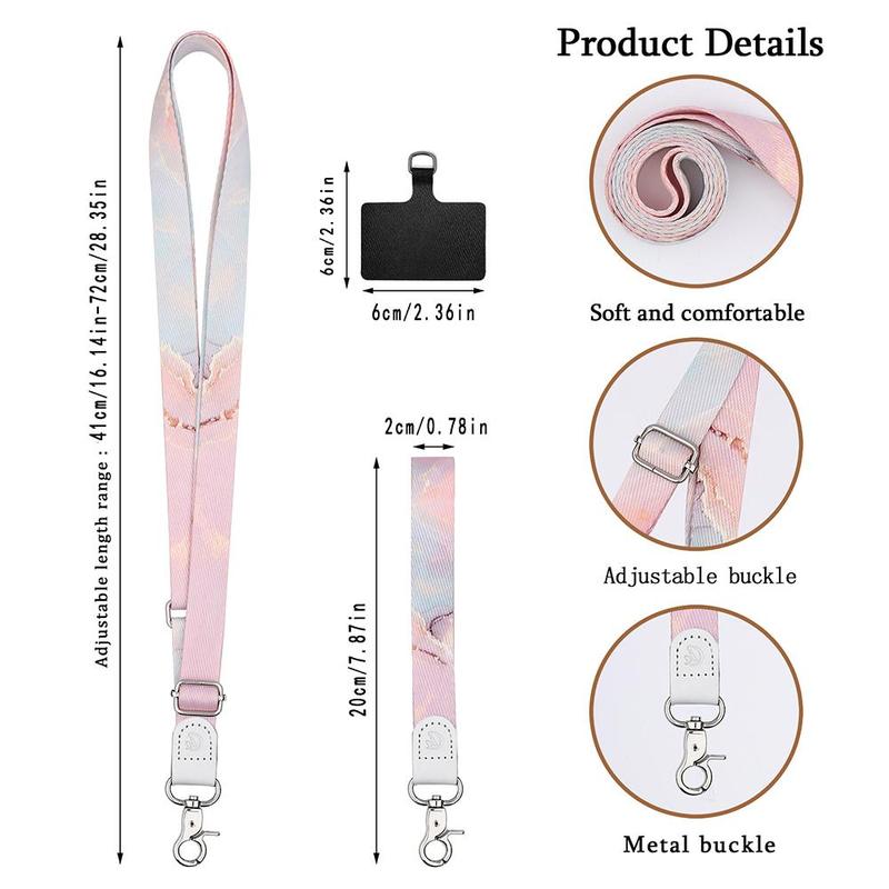 Portable Anti-lost Phone Lanyard Set, Including Adjustable Neck Strap & Wrist Strap & 2 Pads, Universal Crossbody Cell Phone Lanyard, Phone Accessories