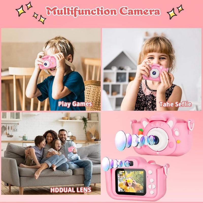 Kids Camera for Boys and Girls,Digital Camera for Kids Toy Gift, Toddler Camera Christmas Birthday Gifts for Age 3-12 with 32GB SD Card, Video Recorder 1080P IPS 2 Inch