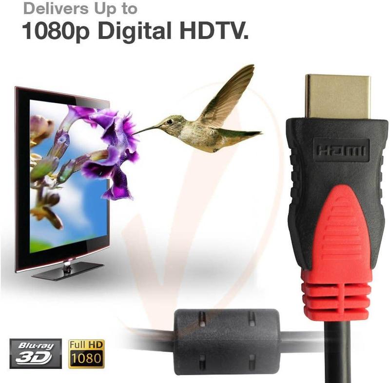 Premium HDMI Male To Male Cable Cord V1.4 Bluray 3D TV DVD PS4 PS5 HDTV Xbox LCD LED 1080P 15FT Red