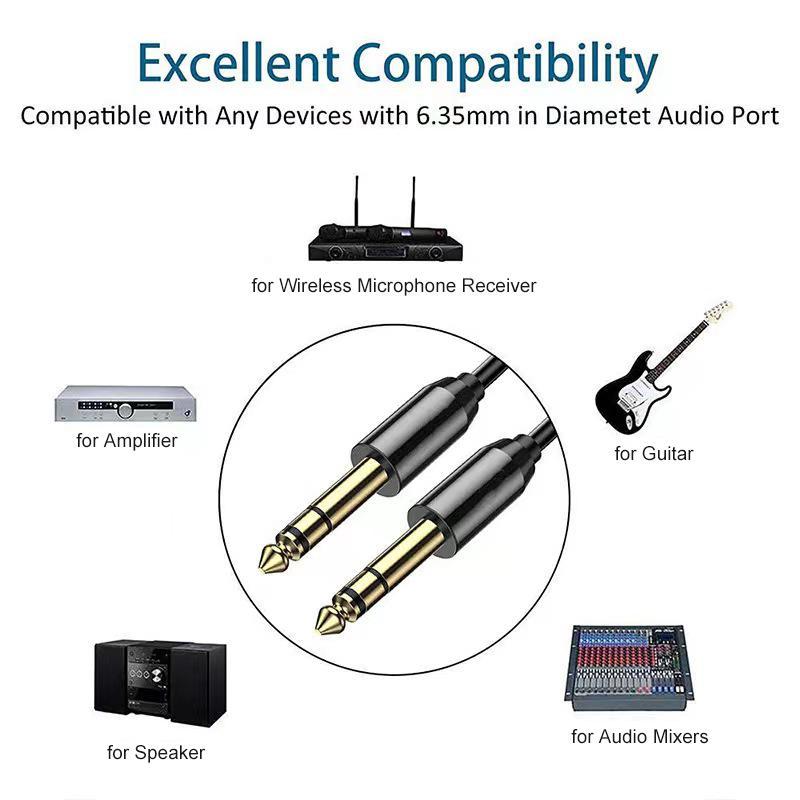 Premium Stereo Audio Cable, Male to Male Stereo Audio Cable, Stereo Audio Adapter, Audio & Video Accessories Compatible with Any Devices with 6.35mm Audio Port