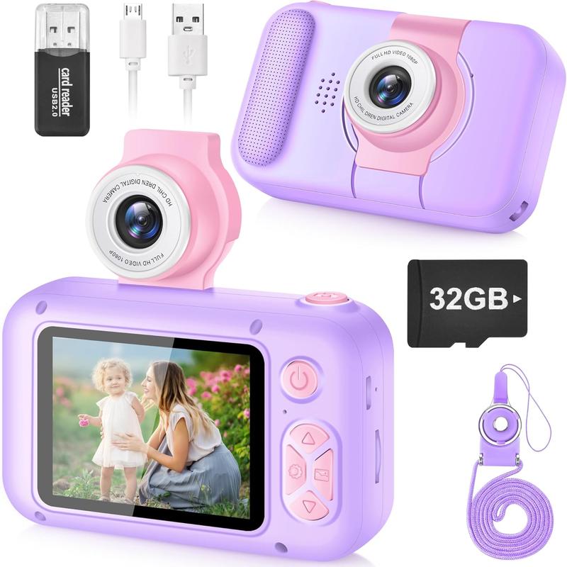 Kid Camera, Camera for Kid,2.4in IPS Screen Digital Camera,180Flip Len Student Camera,Children Selfie Camera with Playback Game,Christmas Birthday Gift for 4 5 6 7 8 9 10 11 Year Old Girl Boy