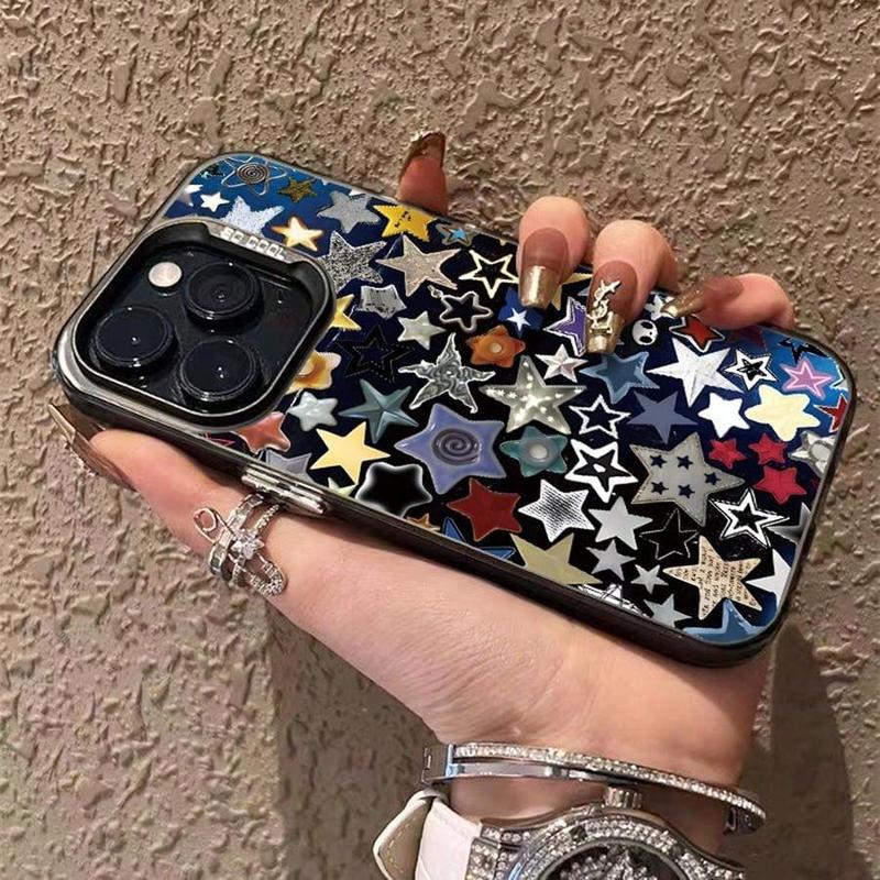 Star Pattern Phone Case, Anti-drop Phone Protector Cover, Phone Accessories Compatible with iPhone 11 12 13 14 iPhone 15 Pro Max Case