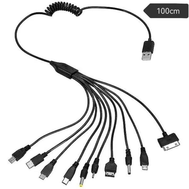 10 In 1 Multifunctional Charging Cable, Portable Multi-port Charging Cable, Phone Charging Data Cable Compatible with iPhone, iPad, Samsung, Huawei, OnePlus, Xiaomi