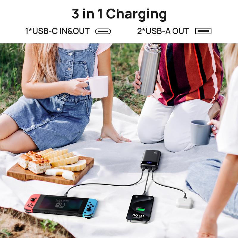 INIU 20000mAh Power Bank, 22.5W  Fast Charging Portable Charger USB C in & Out  PD 3.0+QC 4.0 LED Display Phone Battery Pack Compatible with iPhone 16 15 14 13 12 Pro Samsung S21 Google LG iPad Tablet, etc. USB Type-C Accessories