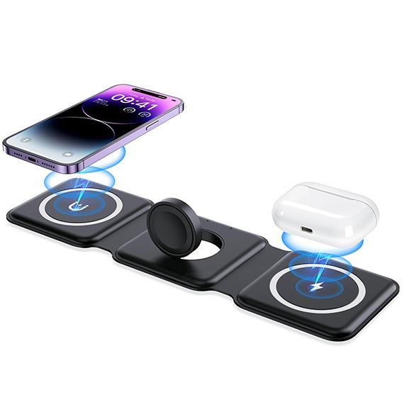 3 in 1 WirelessCharger for iPhone, Not suitable forAndroid, Magnetic Foldable 3 in 1Charging Station, Travel Charger forMultple Devices for iPhone 15 14 13 12for AirPods 3 Pro Pro 2, for iWatch, christmas gift ideas Black Friday Deals tiktok shop store