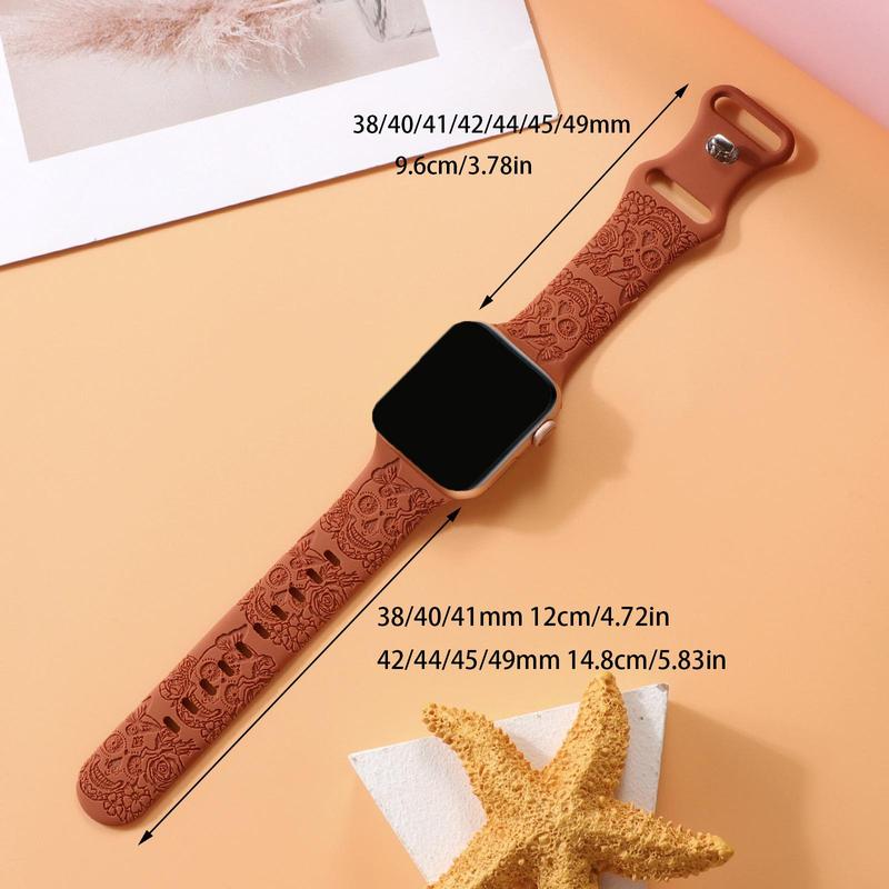 Fashion Skull Pattern Watch Band (Band Only), Soft Silicone Sport Wristband Replacement Band, Wearable Accessories Compatible with iWatch Ultra 1 2 Series SE 9 8 7 6 5 4 3 2 1