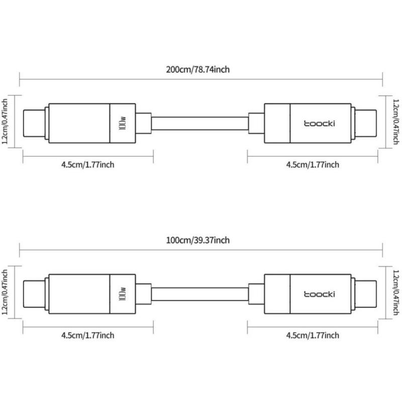 Toocki 100W Fast Charging Data Cable, 1 Count Smart Digital Display Charging Cable, C-C Data Cable Compatible with Huawei Xiaomi Samsung Honor