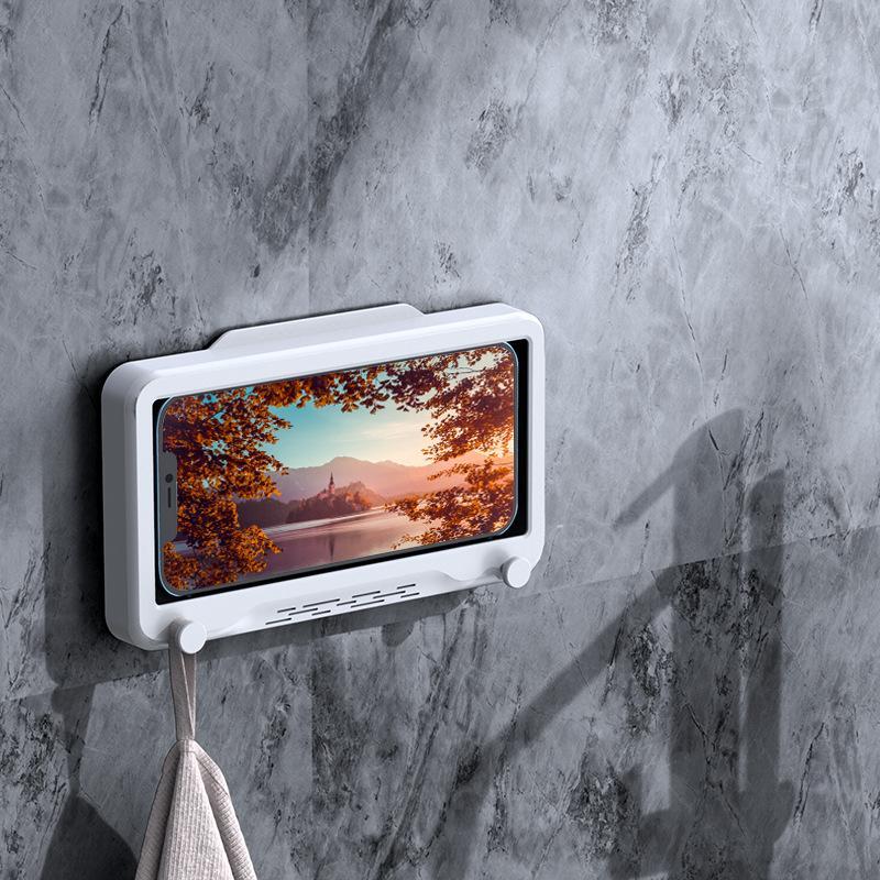 Adjustable Wall Mounted Shower Phone Holder, 1 Count Waterproof Anti Fog Touch Screen Phone Holder, Fall Essentials, Home Organizer For Bathroom Bathtub Kitchen, 2024 Storage Organizer