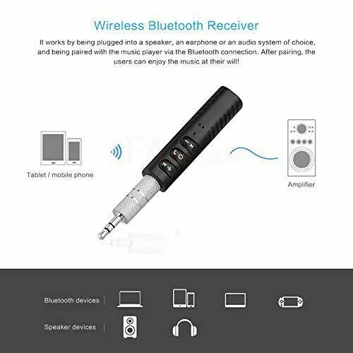 Wireless Bluetooth Receiver 3.5mm AUX Audio Stereo Music Hands Free Car Adapter